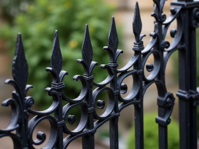 Architektonische Schmiedearbeiten: Ein fertiggestelltes ornamentales Schmiedetor