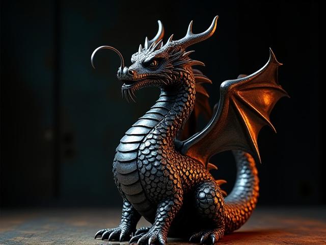 Geschmiedete Drachenskulptur