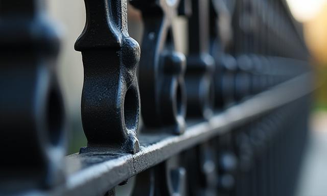 Detail eines filigranen Schmiedeeisentors