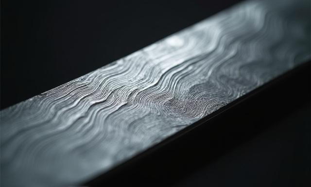 Nahaufnahme einer damaszener Klinge mit Muster